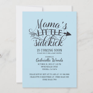 Invitation Petit Bébé Bleu Sidekick de maman Douche pour bébé