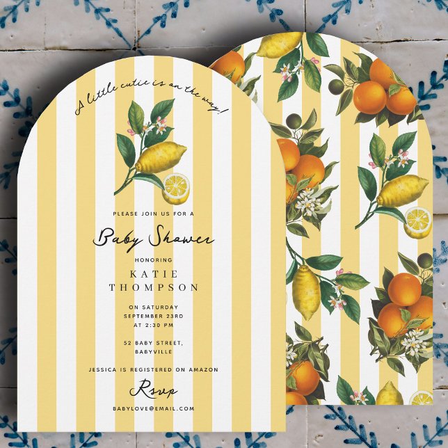 Invitation Petit Bébé Citron en Route Baby Shower  (Little Cutie On the Way Citrus Baby Shower Invitation)