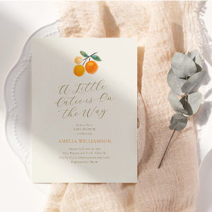 Invitation Petit Bébé Citron Mignon Script Aquarelle Fête Pré