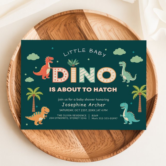 Invitation Petit bébé Dino sur le point d'éclore Fête prénata (Créateur téléchargé)