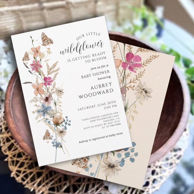 Invitation Petit Bébé Fleur sauvage Dans Le Baby shower En Fl (Créateur téléchargé)