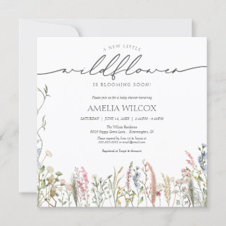 Invitation Petit bébé Fleur sauvage dans le Baby shower en fl