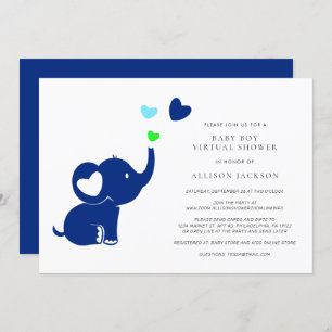 Invitation Petit bébé garçon Douche virtuelle mignonne Blue E