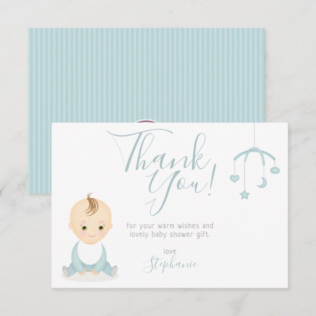 Invitation Petit bébé garçon et son Baby shower mobile (Devant / Derrière)