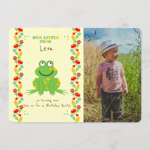 Invitation Petit bébé grenouille photo de la fête du premier 