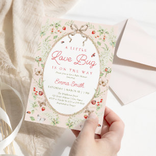 Invitation Petit Bébé Love Bug Fête Rustique pour l'Arrivée d