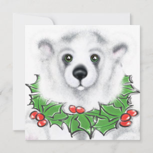Invitation Petit bébé ours polaire de Noël, petit ours de Pèr