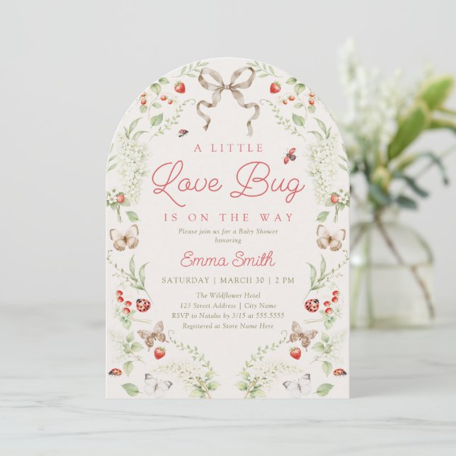 Invitation Petit Bébé Papillon de Fleur Fille Baby Shower (Debout devant)