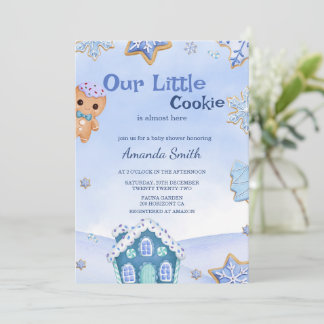 Invitation Petit biscuit Baby shower de Noël d'hiver