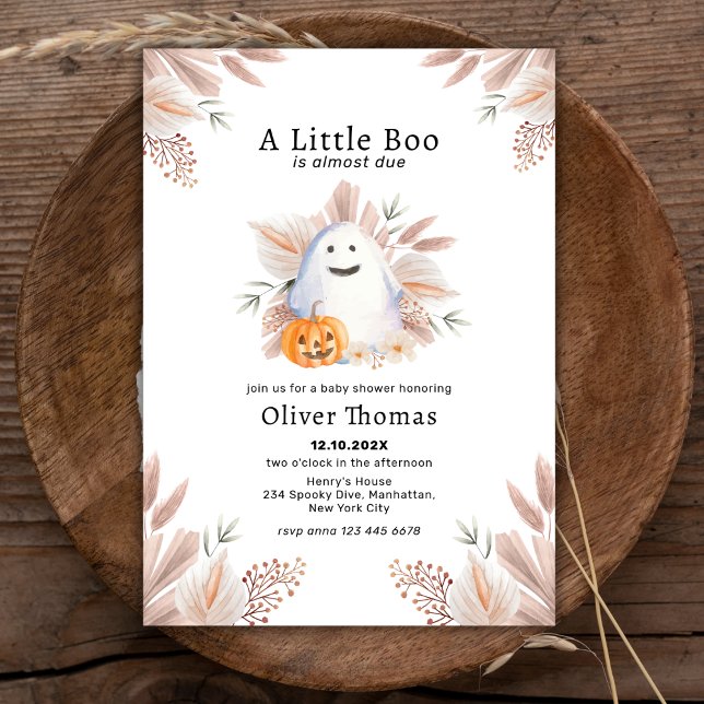 Invitation Petit Boho de Boho de Boho de Boho Halloween Baby  (Little Boo Fall Boho Ghost Halloween Baby Shower Invitation)