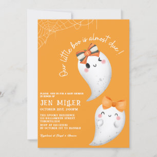 Invitation Petit bol orange Halloween baby shower fille