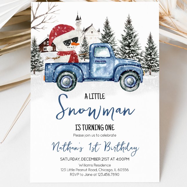 Invitation Petit Bonhomme de Neige Anniversaire (Créateur téléchargé)