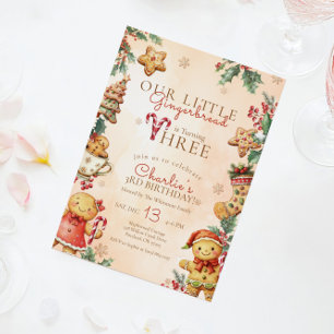 Invitation Petit bonhomme en pain d'épices 3e anniversaire de