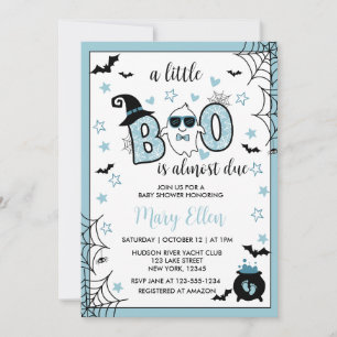 INVITATION PETIT BOO BLUE HALLOWEEN BABY SHOWER