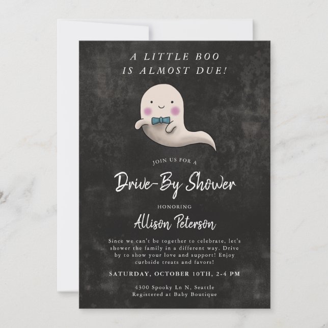 Invitation Petit Boo Boy Halloween Drive Par Baby shower (Devant)