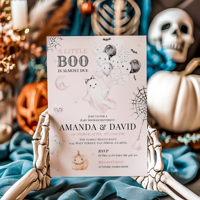 Invitation Petit Boo Cute Ghost Halloween Baby Girl Douche (Créateur téléchargé)