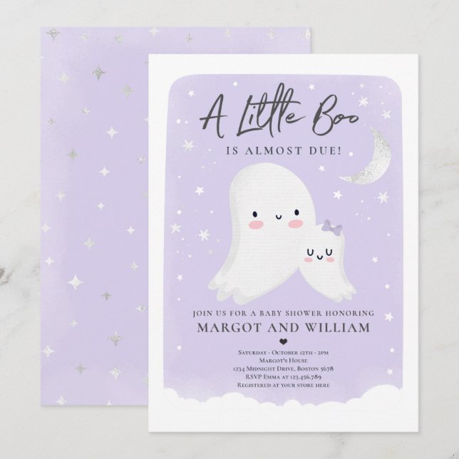 Invitation Petit Boo Douche Halloween Baby shower fantôme (Devant / Derrière)