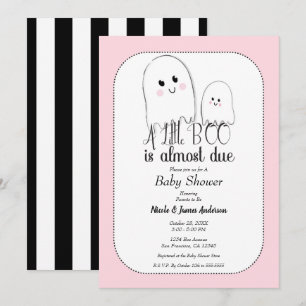 Invitation Petit BOO Fête d'Halloween Fantôme Rose Baby Showe