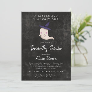 Invitation Petit Boo Girl Halloween Drive Par Baby shower