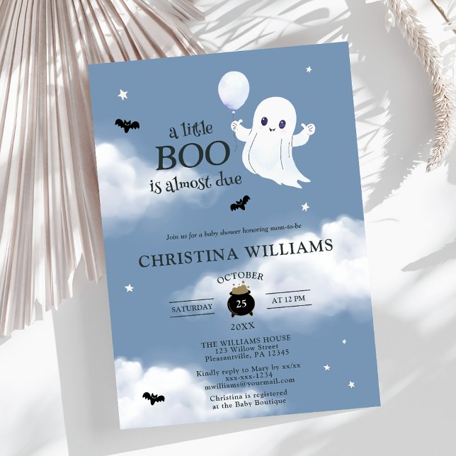 Invitation Petit Boo Halloween Baby shower bleu Fantôme (Créateur téléchargé)
