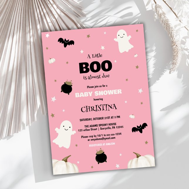 Invitation Petit Boo Halloween Baby shower fille rose (Créateur téléchargé)