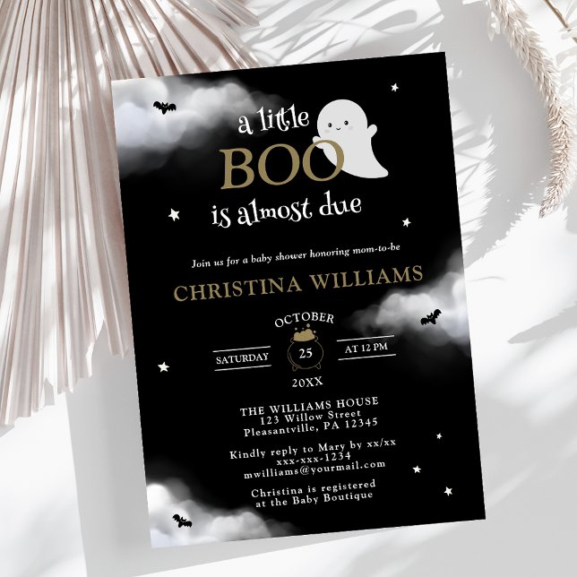 Invitation Petit Boo Halloween Ghost Baby shower noir (Créateur téléchargé)