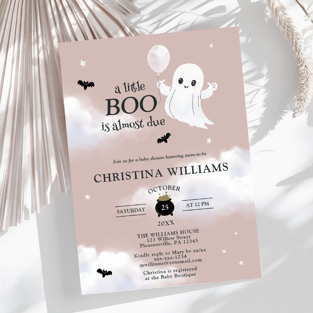 Invitation Petit Boo Halloween Ghost Blush Pink Baby shower (Créateur téléchargé)
