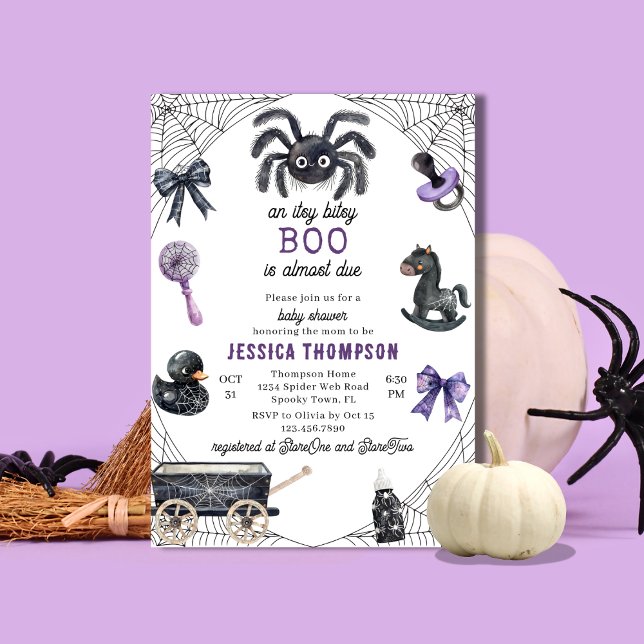 Invitation Petit Boo Itsy Bitsy Araignée Halloween Baby Showe (Créateur téléchargé)