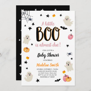 Invitation Petit Boo mignon Halloween Baby shower Fantôme ros