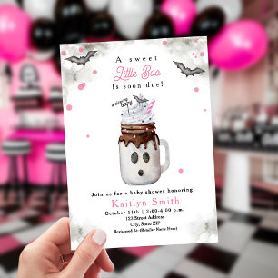 Invitation Petit Boo Milkshake Halloween Fantôme Fille Bébé