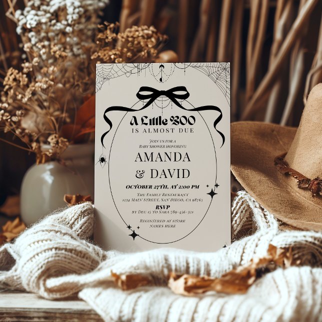 Invitation Petit Boo minimal Baby shower gothique d'Halloween (Créateur téléchargé)