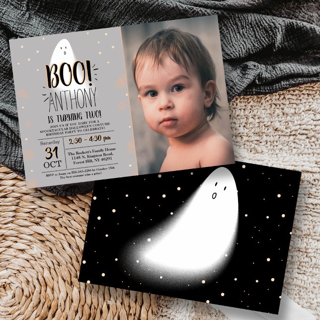 Invitation Petit Boo Moderne ! Halloween 2ème anniversaire Ph (Créateur téléchargé)