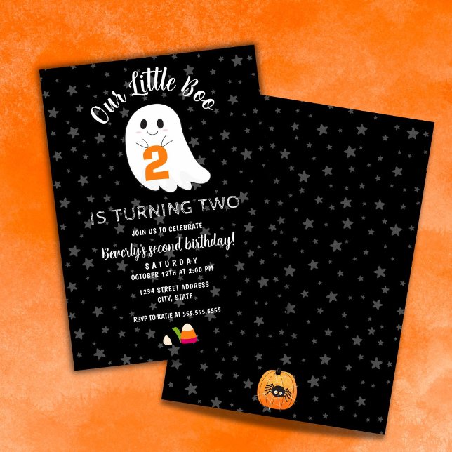 Invitation Petit Boo Turin Deux Halloween 2e Anniversaire (Créateur téléchargé)