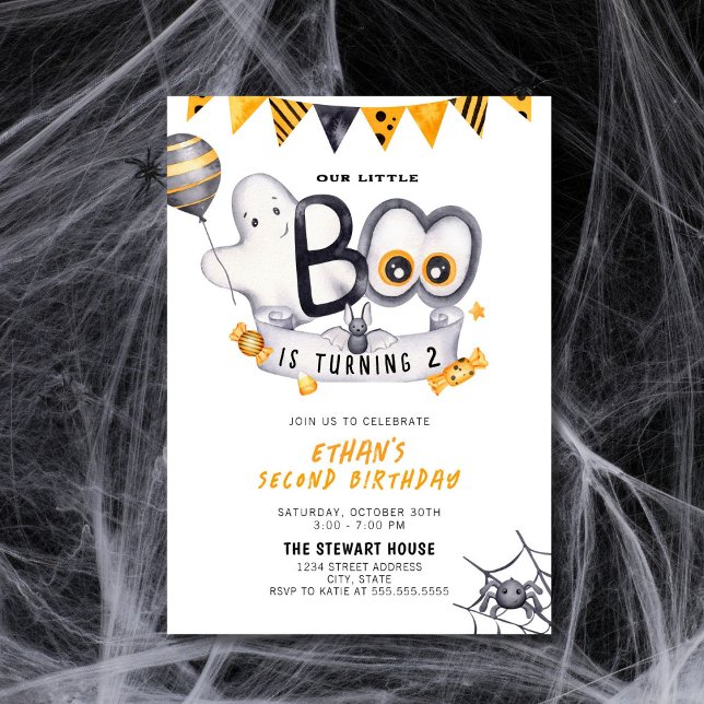 Invitation Petit Boo Turin Deux Halloween 2e Anniversaire (Créateur téléchargé)