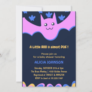 Invitation Petit botte mignonne chauve-souris baby shower d'H