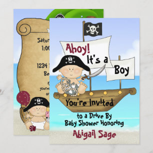 Invitation Petit Boucanier Cute Pirate Drive Par Baby shower