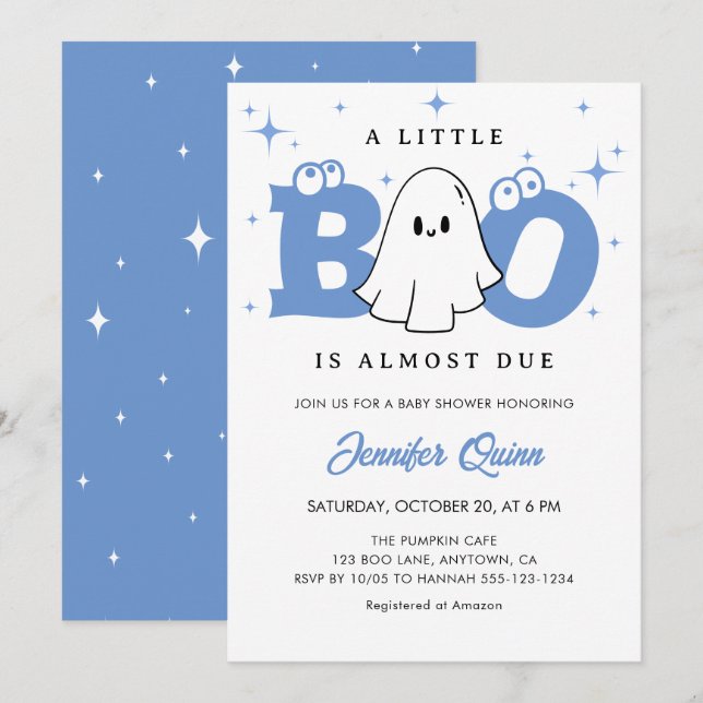 Invitation Petit Boy Boy Cute Ghost Baby shower d'Halloween (Devant / Derrière)