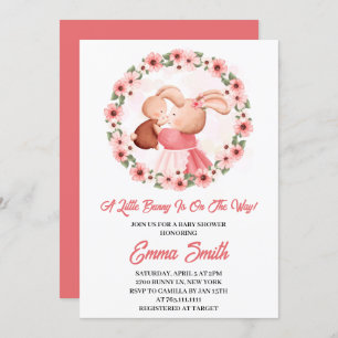 Invitation Petit Bunny Baby shower d'aquarelle florale
