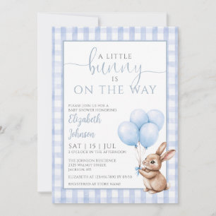 Invitation Petit Bunny Baby shower Garçon Bleu Tout En Un