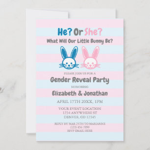 Invitation Petit Bunny Gender Reveal