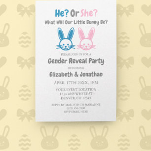 Invitation Petit Bunny Gender Reveal
