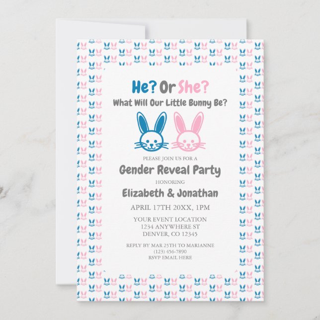 Invitation Petit Bunny Gender Reveal (Devant)