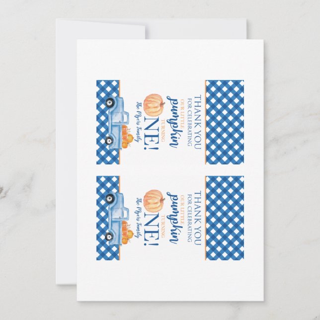 Invitation Petit cadeau de premier anniversaire camion bleu C (Devant)