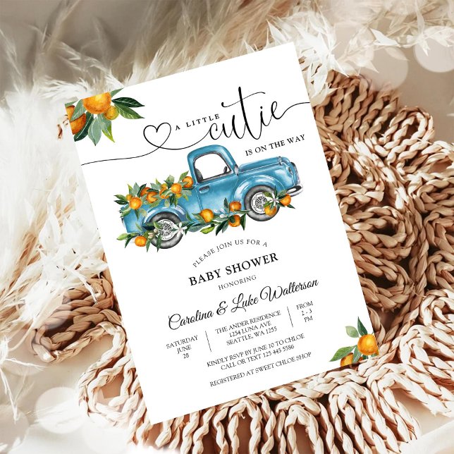 Invitation Petit Camion Orange Mignonne Douche (Créateur téléchargé)