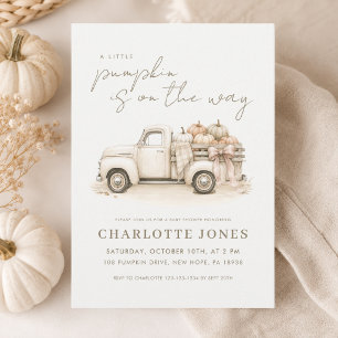 Invitation Petit Camion Vintage Citrouille Baby Shower d'Auto