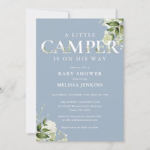 Invitation Petit Camper Dusty Baby shower de verdure bleu
