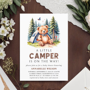Invitation Petit Camper Teddy Bear Aquarelle Bois