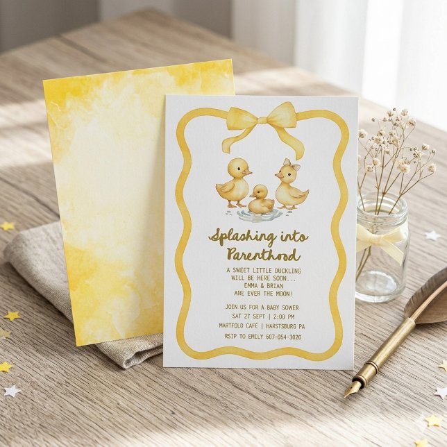 Invitation Petit canard à l'aquarelle éclaboussure de flaque  (Créateur téléchargé)