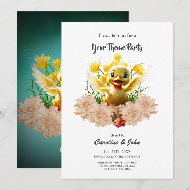 Invitation Petit canard doux (Devant / Derrière)