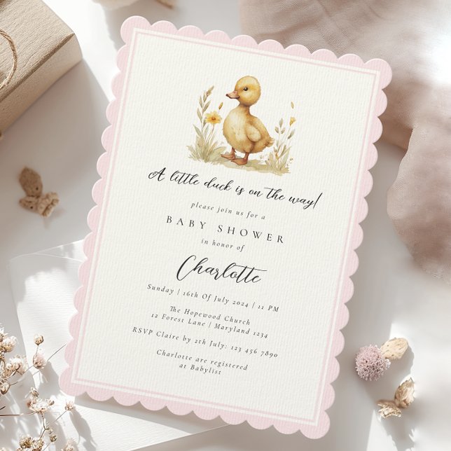 Invitation Petit Canard Rasé Bébé Rose Baby shower fille (Créateur téléchargé)